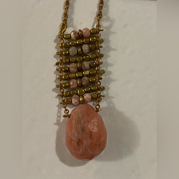 Brass & Rhodochrosite Necklace - Picture 3 of 6